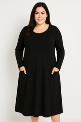 Kjole med store lommer - Brystmål 130cm - Bomuld Elastan by Today Fashion