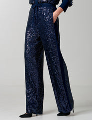 Access Fashion Sequin pants with side fabric by Access Fashion