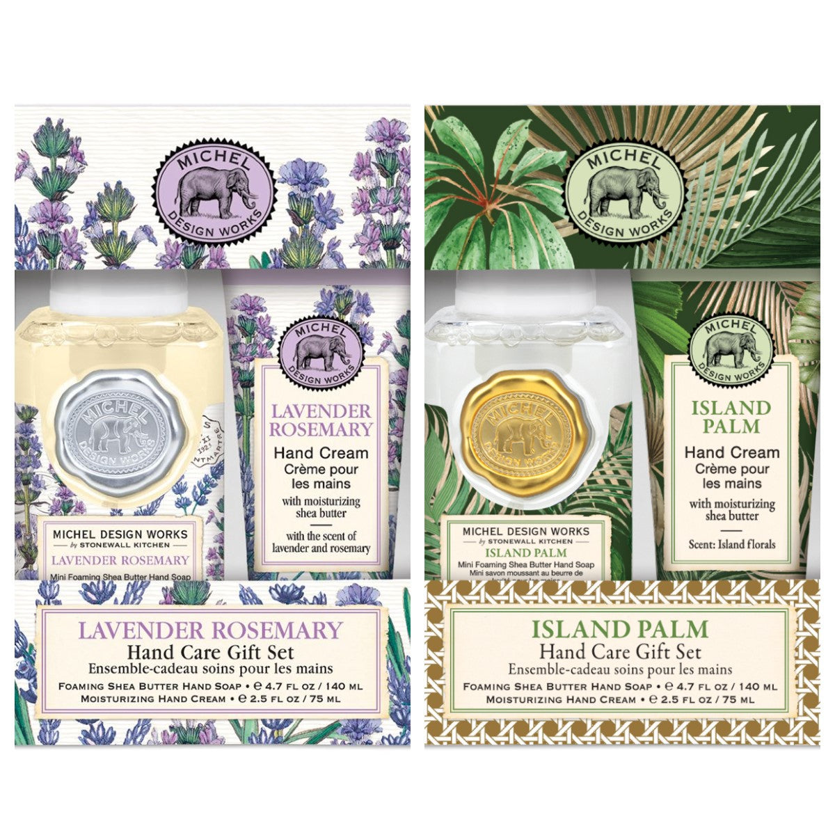 Michel Design Works Gavesæt Mix 3 Lavendel / 3 Island Palm skumsæbe og håndcreme by Michel Design Works