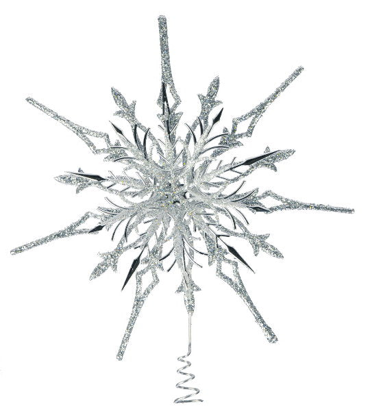 Filigran Trætopstjerne Sølvglitter 19 cm med Dekorativ Midte by Weiste