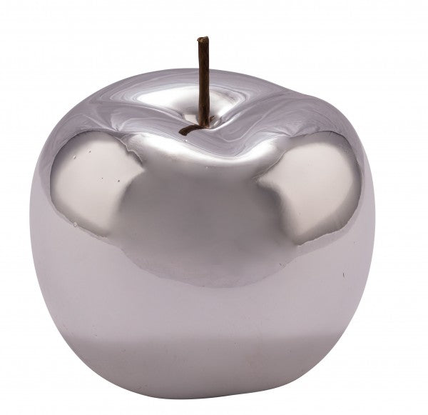 Keramik sølv æble 2x9cm