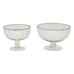 Glasskål med sølvkant og udskæringer 23x23x17 cm by Exner