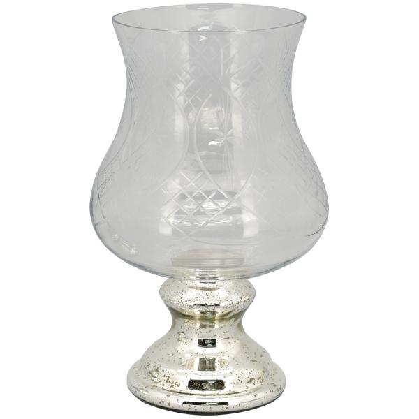 Hurricane med sølv fod Glas 25x25x41 cm by Exner