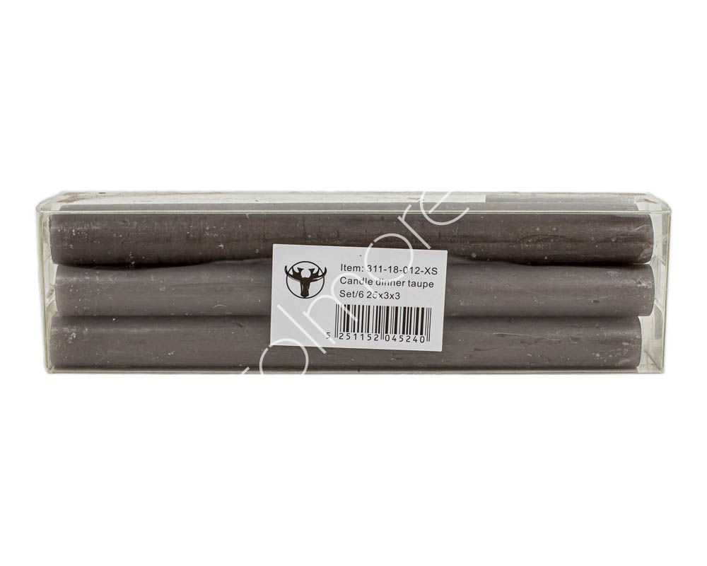 Stearinlys Sæt/6 Rustic Taupe 25x3x3 by CM