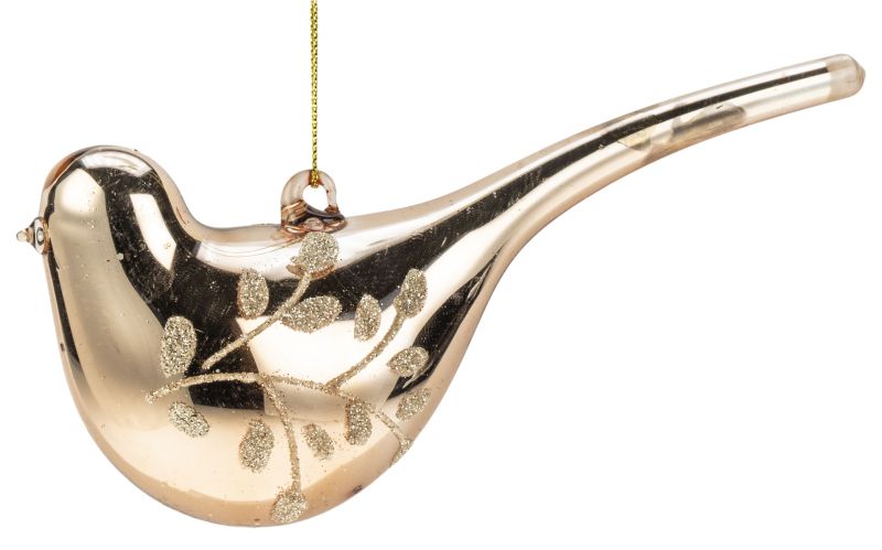 Glass Bird 15 cm Rosegold med Glitter Blade by WEISTE