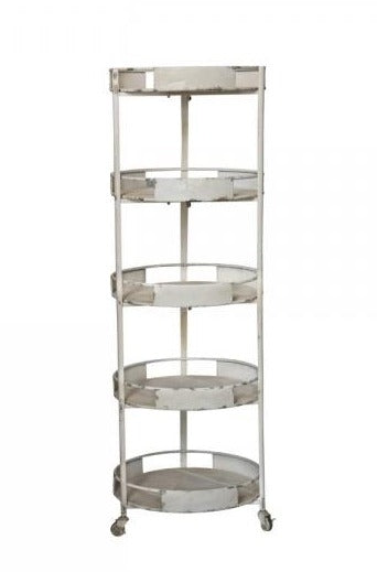 Reol på hjul m. 5 hylder H 192/Ø55 cm antique creme by Chic Antique