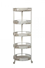 Reol på hjul m. 5 hylder H 192/Ø55 cm antique creme by Chic Antique