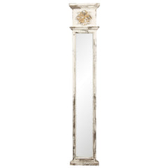 Hvidt vægspejl med træramme og dekoration 27x6x144cm by C&E