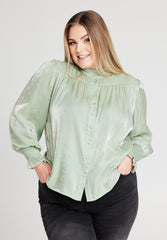 No. 1 By Ox Shirt w flair neckline and cuffs Dark Mint Green by No. 1 By Ox