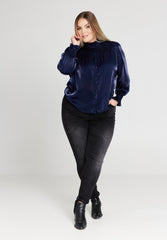 No. 1 By Ox Shirt w flair neckline and cuffs Navy Blue by No. 1 By Ox
