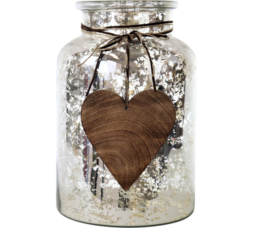 Sølv vase med træ hjerte 19,5x19,5x30cm by Hoff