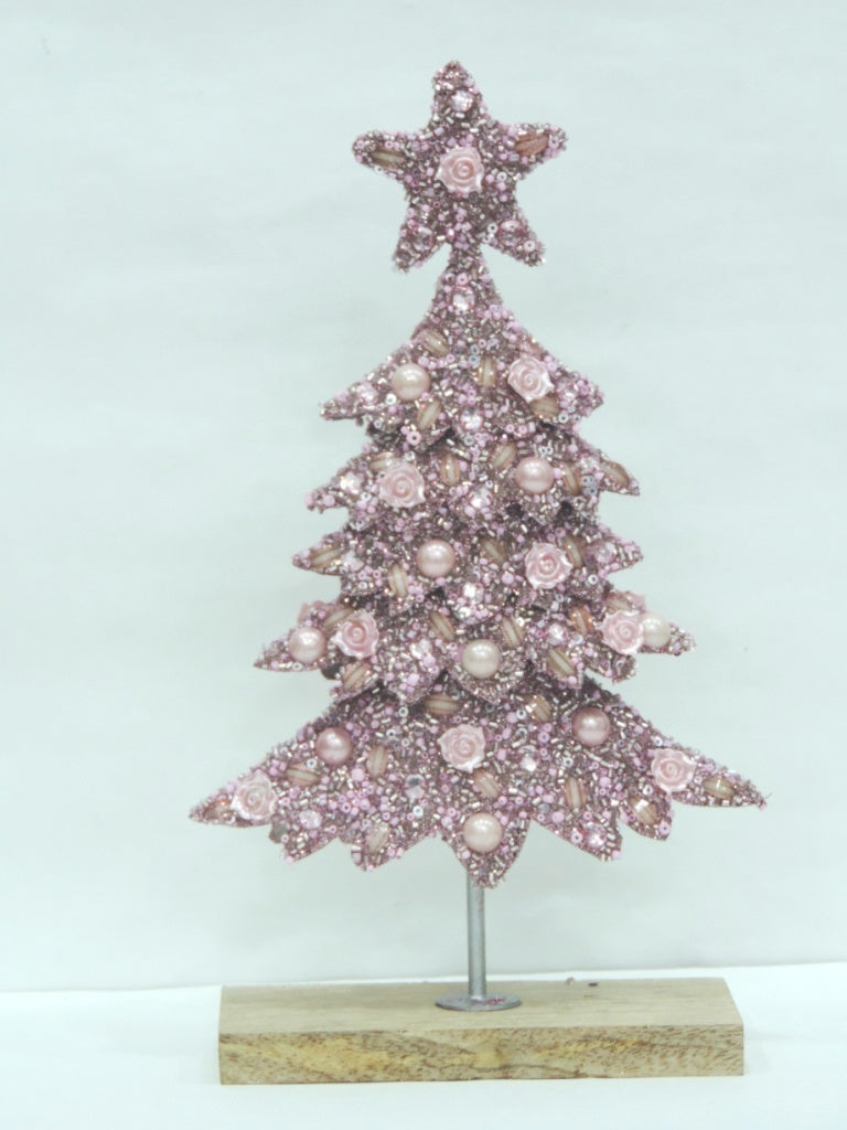 Dekorativt Juletræ med Glimmer – 29 cm Rose by Cormulder