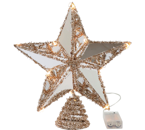 Juletræ Topstjerne med Glimmer og LED-lys – 25,5x27x8 cm by Hoff