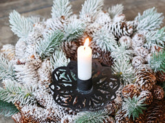 Lysholder m. spyd 9x11 cm antique sort by Chic Antique