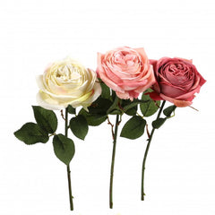 Samtrose "Newport" 38 cm cremefarvet blomst by SL