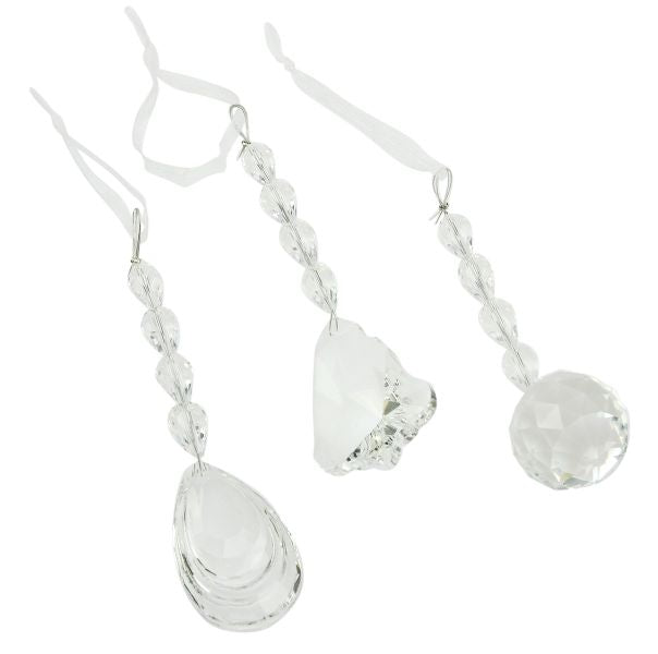 Glas Krystal Vedhæng 3ASS 11x3 cm med krystalkæde by WEISTE