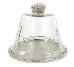 Klokke med sølv fad og bling 20x20x17,5cm by Hoff