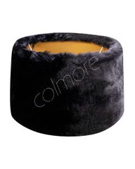 Lampeskærm Half High – Fur Black on Gold, 40 x 35 x 23 cm by CM