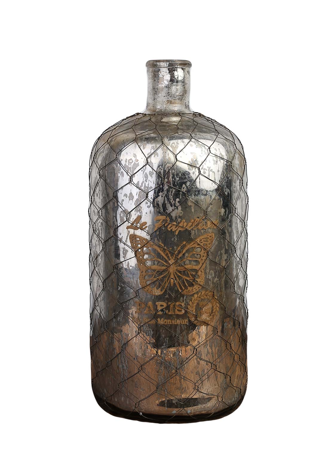 Vase 38 cm Vintage glasvase med sommerfugl og fransk design by T&T