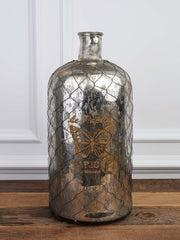 Vase 38 cm Vintage glasvase med sommerfugl og fransk design by T&T