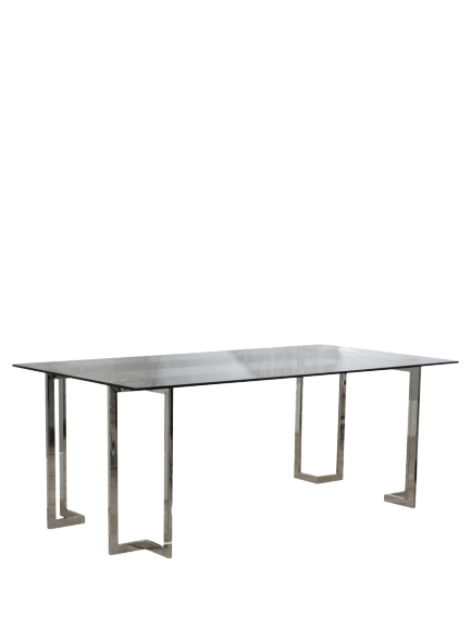 Glas spisebord med sølv bordben 200x100x74cm by CM