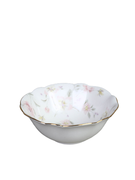 Ymer- eller salatskål i porcelæn med blomstermønster by C&E