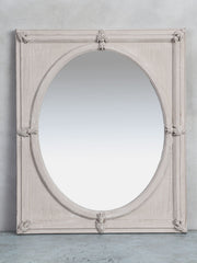 Beige vægspejl med blomster udskæringer 50x60x5 cm by C&E