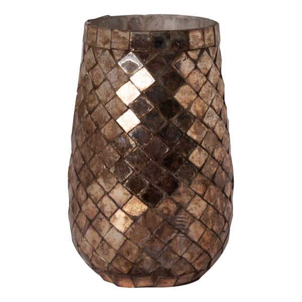 Vase i mosaik, kobberoxideret 9x9x12 cm by EJA