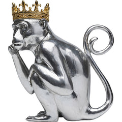 Deco Figurine King Lui – Abe med krone i sølv, 35 cm by Kare Design