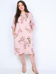 Krone 1 hørkjole m. blomsterprint by Krone 1