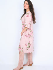 Krone 1 hørkjole m. blomsterprint by Krone 1