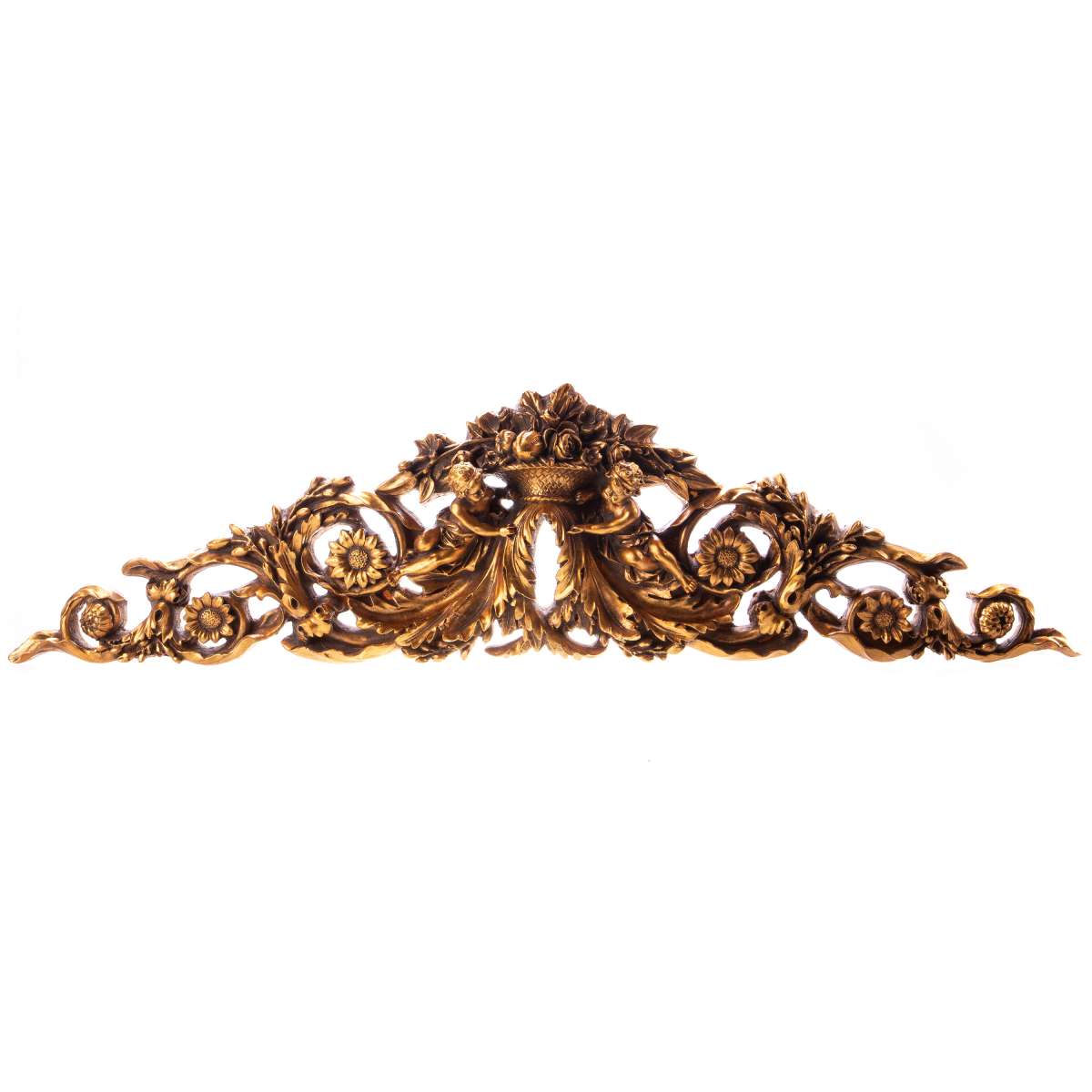 Vægdekoration med engle og blomster guld 26x95x9 cm by Deko