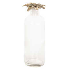 Opbevaringskrukke med guldfarvet blomsterlåg Ø5x17 cm Elegant glasdesign by C&E