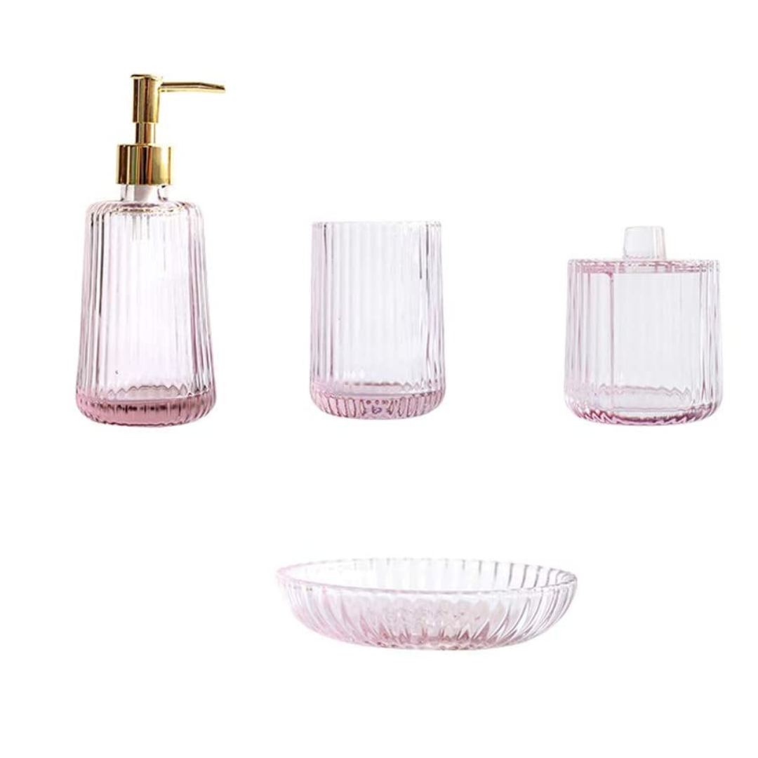 Badeværelses sæt (sæt af 5) Rosa – Elegant og praktisk tilbehør til badeværelset by Krone 1 - Kina