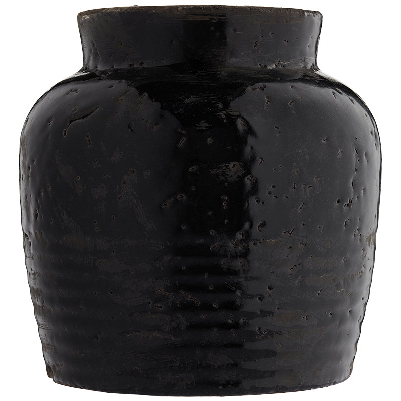Sort Keramisk Krukke Lille 19 x 18,5 cm by ByLiving