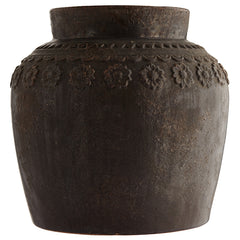 Stor brun keramisk krukke med mønster by ByLiving