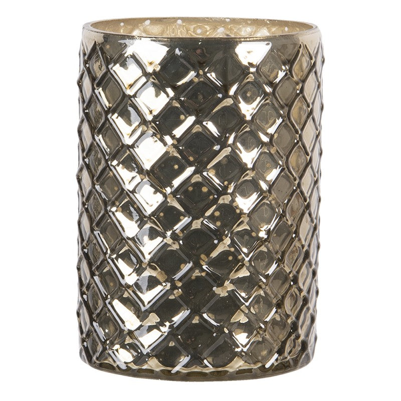 Fyrfadsstage i guldfarvet glas 11x7 cm elegant lysestage til hygge og stemning by C&E