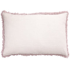 Lilla hørpude med frynser 60 x 90 cm Elegant pude i hør til sofa og seng by ByLiving