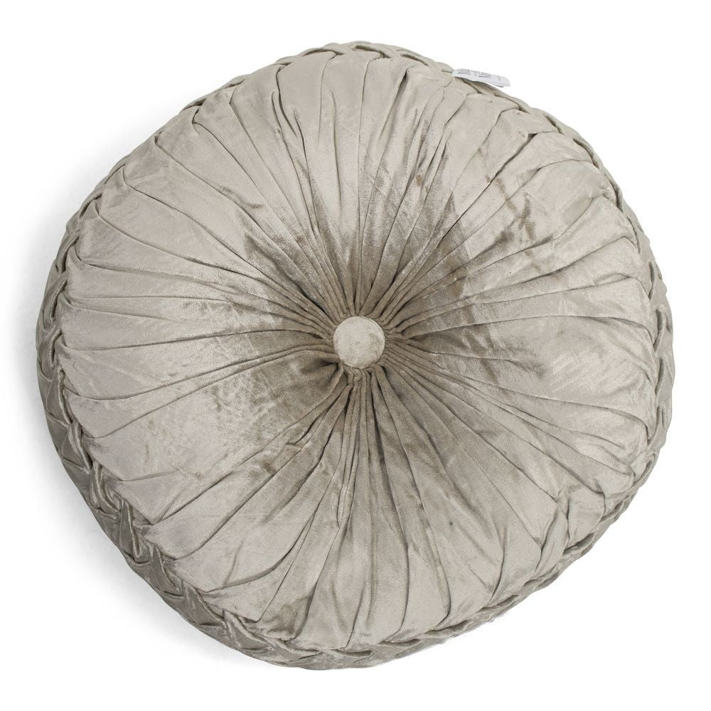 Cushion Velvet Smock Beige 40x40 cm Elegant Rund Velourpude by M&M