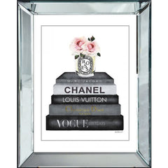 Billede med facet roser på bøger 60x80x4.5cm by HK