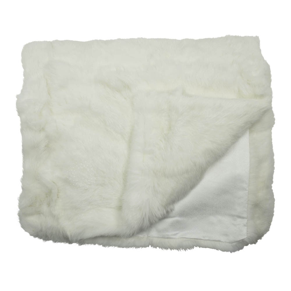 Hvidt kanin pels plaid 130x180cm by M&M