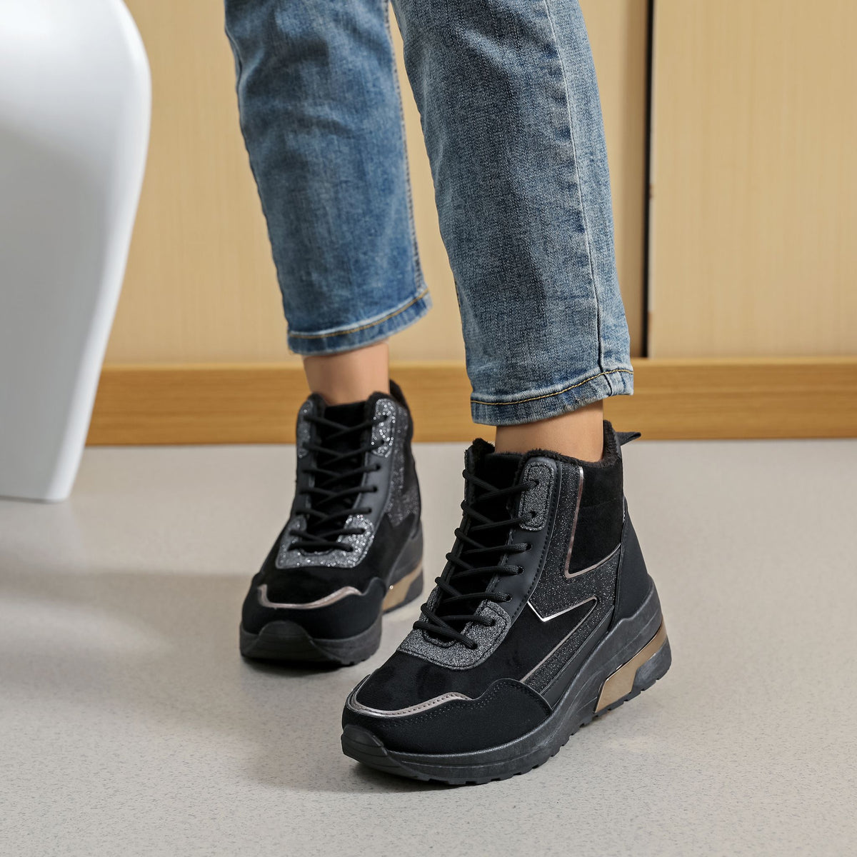 Sneakers støvle med glitter by Flyfor