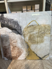 Maleri – Guld og Bronze, 100x100 cm by Krone 1