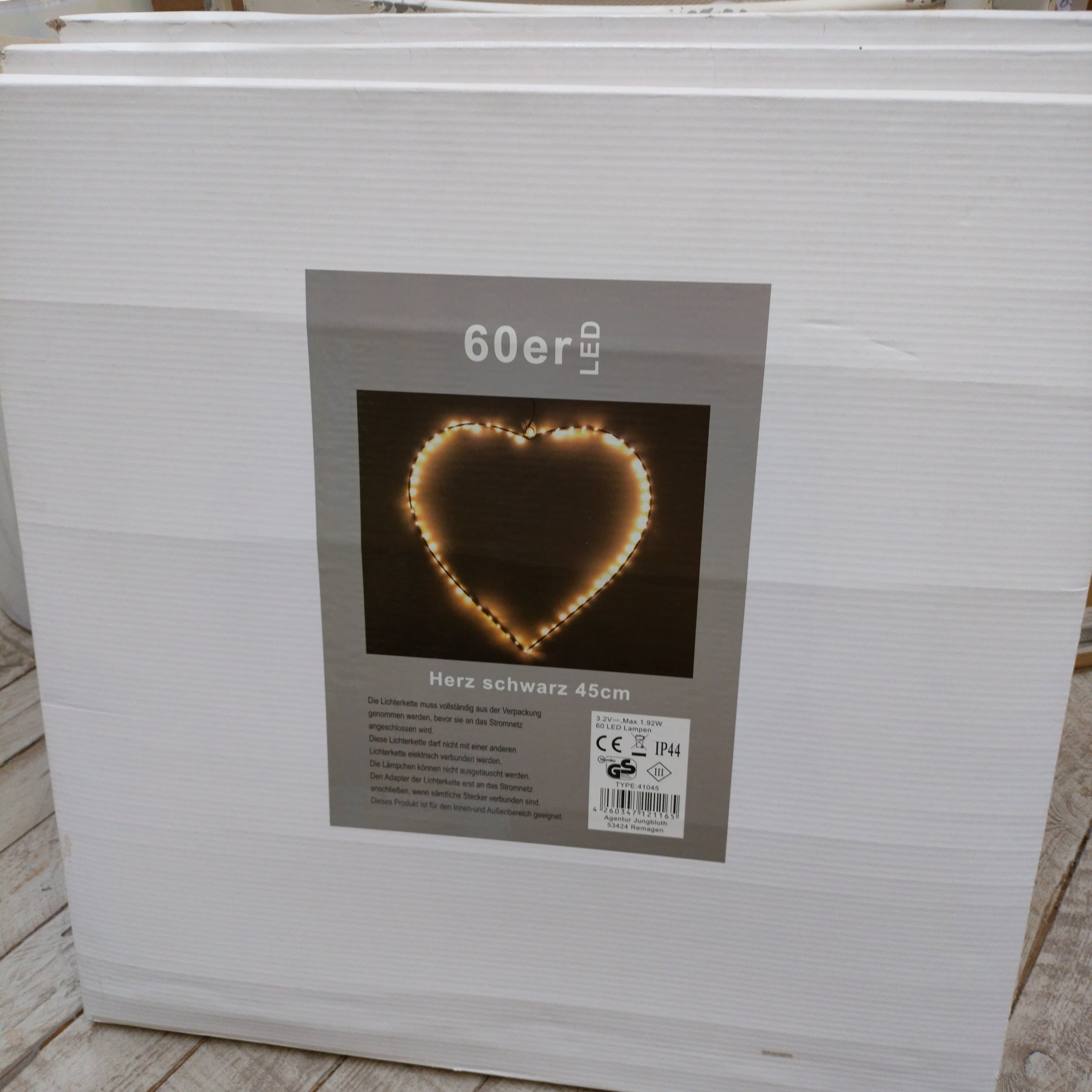 LED Herz Schwarz mit Transformer 46 cm by T&T