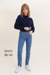 Jeans med elastik i taljen midwash