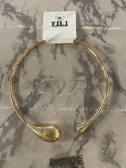 Rund halskæde med dråber guld