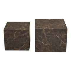 Prague Sofabord marmor look brun sæt af 2 40x40x36cm/50x50x40cm
