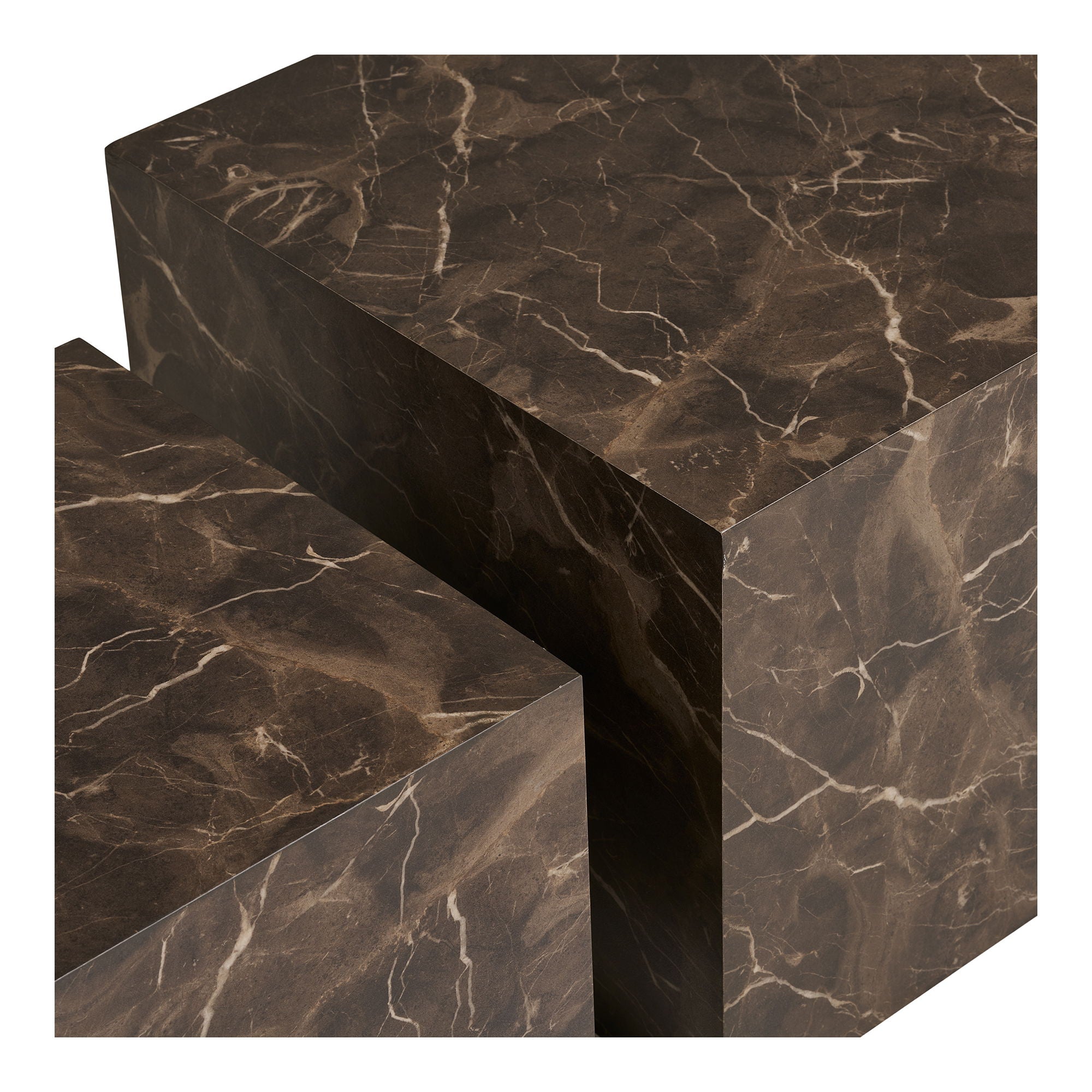 Prague Sofabord marmor look brun sæt af 2 40x40x36cm/50x50x40cm