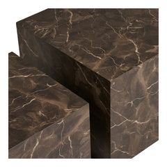 Prague Sofabord marmor look brun sæt af 2 40x40x36cm/50x50x40cm