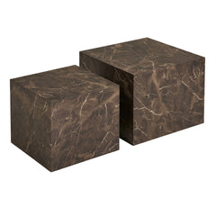 Prague Sofabord marmor look brun sæt af 2 40x40x36cm/50x50x40cm